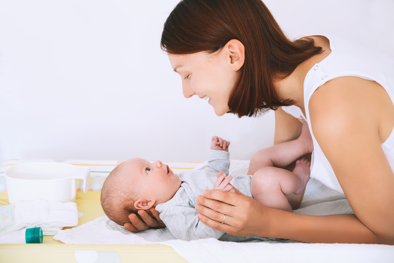 Mother and Newborn at Changing Table