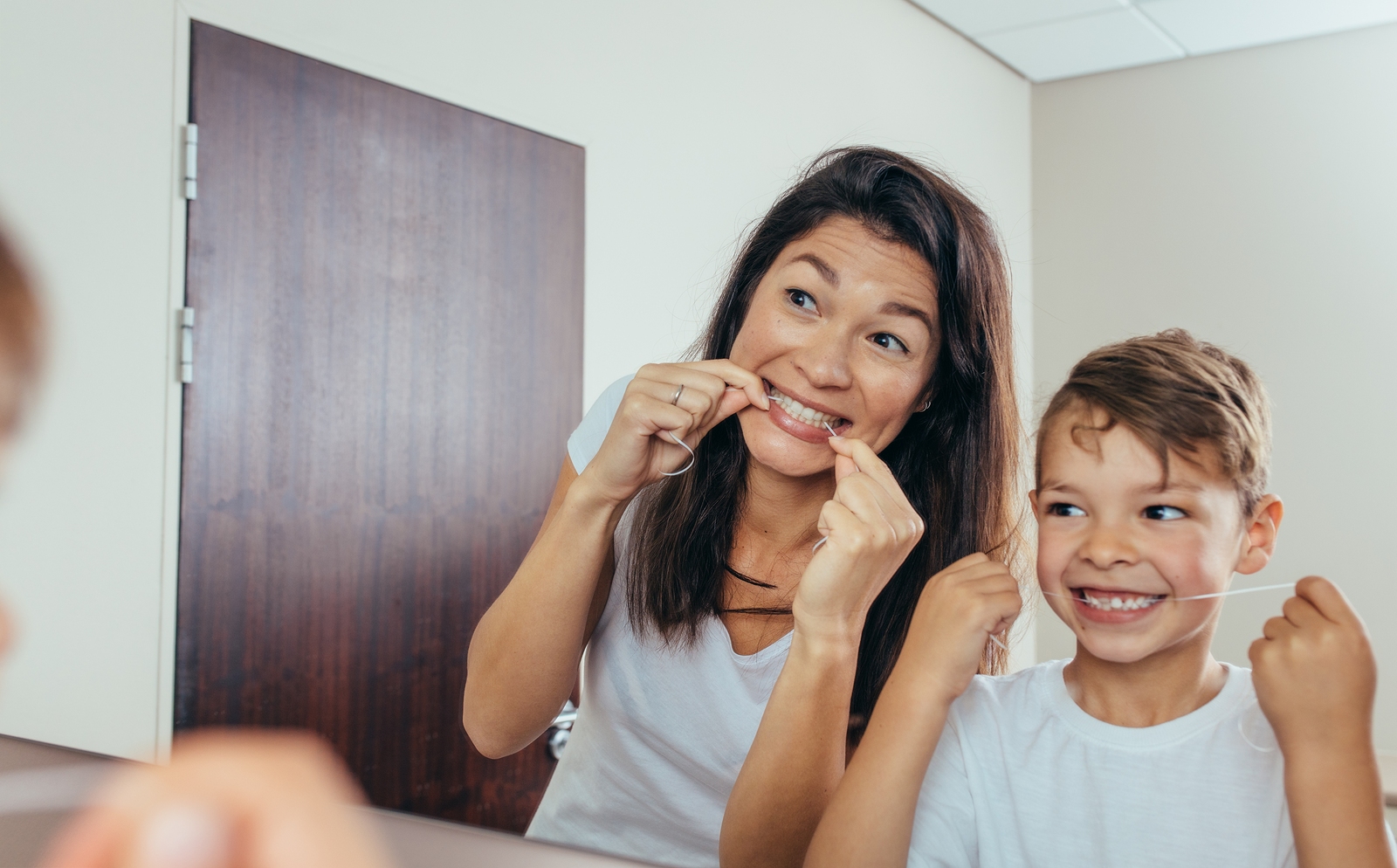 Mother and Son Brushing Teeth - Oral Routine